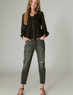 Lucky Brand lace date night top caviar*WOMEN Blouses
