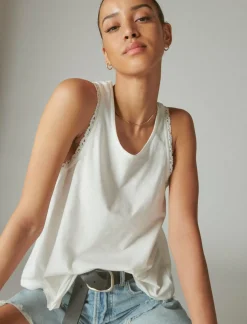 Lucky Brand lace trim swing tank bleach*WOMEN Knit Tops
