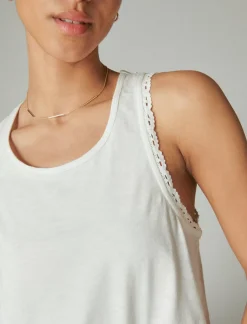 Lucky Brand lace trim swing tank bleach*WOMEN Knit Tops
