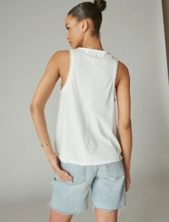 Lucky Brand lace trim swing tank bleach*WOMEN Knit Tops