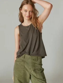 Lucky Brand lace trim swing tank raven*WOMEN Knit Tops