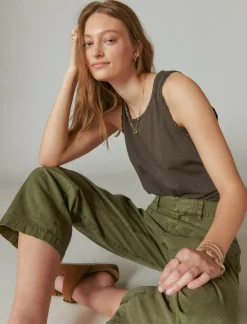 Lucky Brand lace trim swing tank raven*WOMEN Knit Tops
