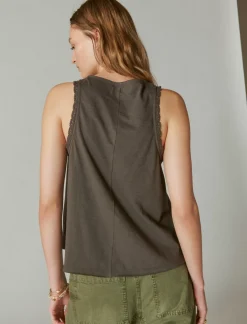 Lucky Brand lace trim swing tank raven*WOMEN Knit Tops