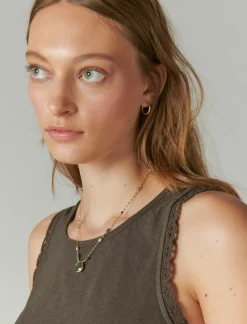 Lucky Brand lace trim swing tank raven*WOMEN Knit Tops