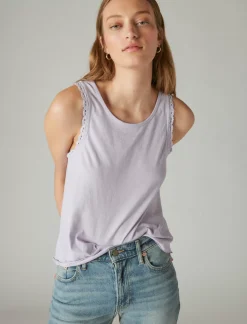 Lucky Brand lace trim swing tank orchid bloom*WOMEN Knit Tops