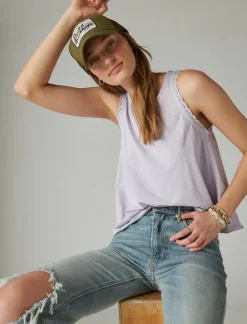Lucky Brand lace trim swing tank orchid bloom*WOMEN Knit Tops