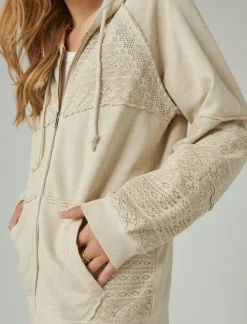 Lucky Brand lace zip up hoodie peyote*WOMEN Activewear