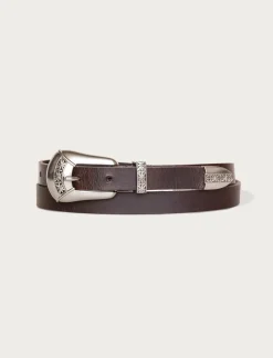 Lucky Brand leather belt with western buckle set dark brown*WOMEN Belts