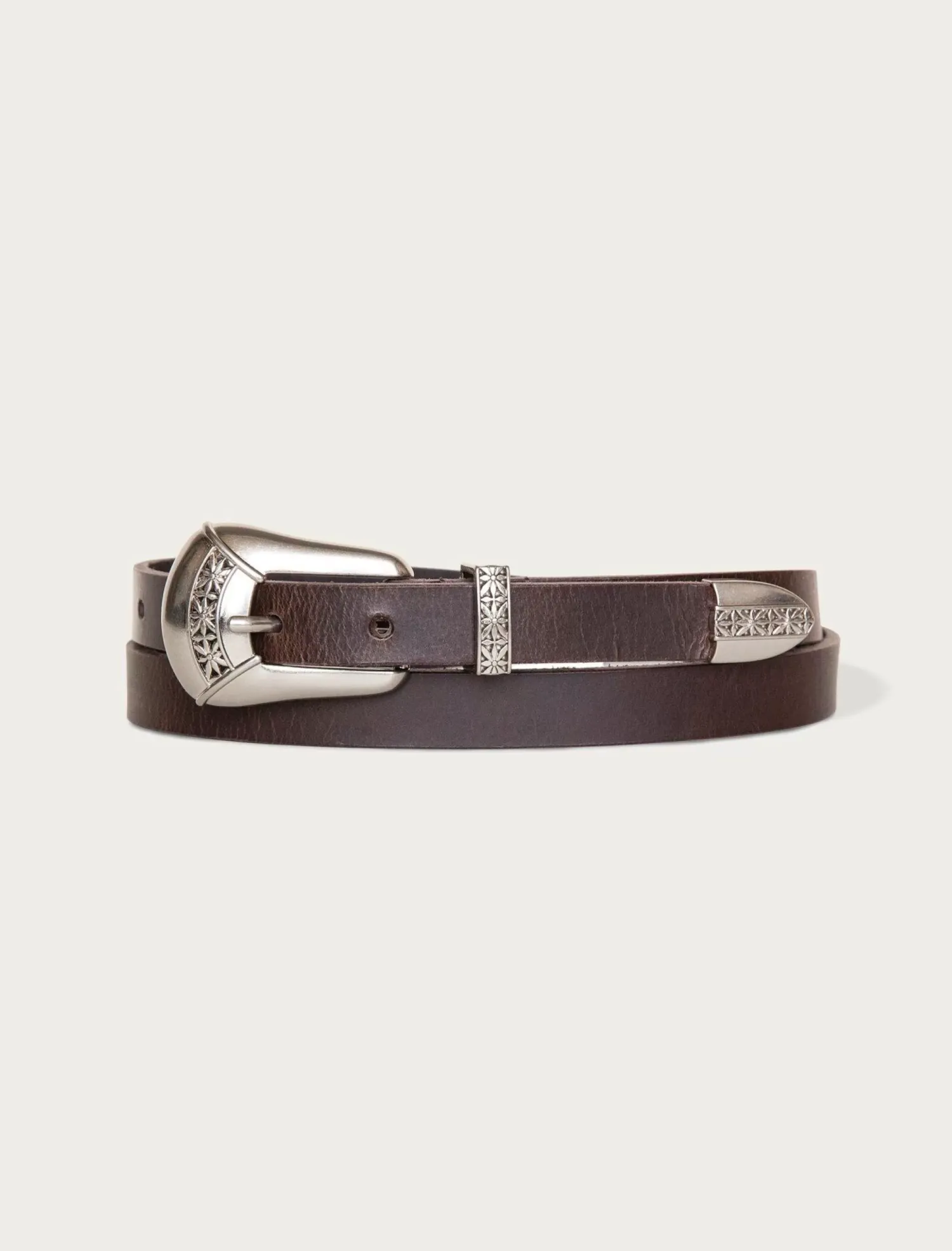 Lucky Brand leather belt with western buckle set dark brown*WOMEN Belts