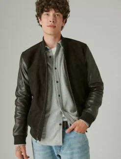 Lucky Brand leather bomber jacket #001 black*MEN Jackets & Outerwear