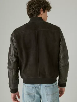 Lucky Brand leather bomber jacket #001 black*MEN Jackets & Outerwear