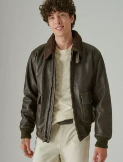 Lucky Brand leather flight jacket brown*MEN Jackets & Outerwear