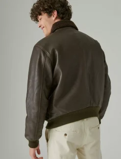 Lucky Brand leather flight jacket brown*MEN Jackets & Outerwear