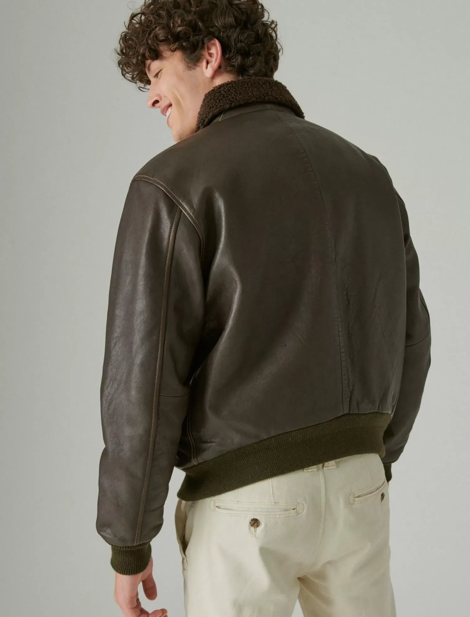 Lucky Brand leather flight jacket brown*MEN Jackets & Outerwear
