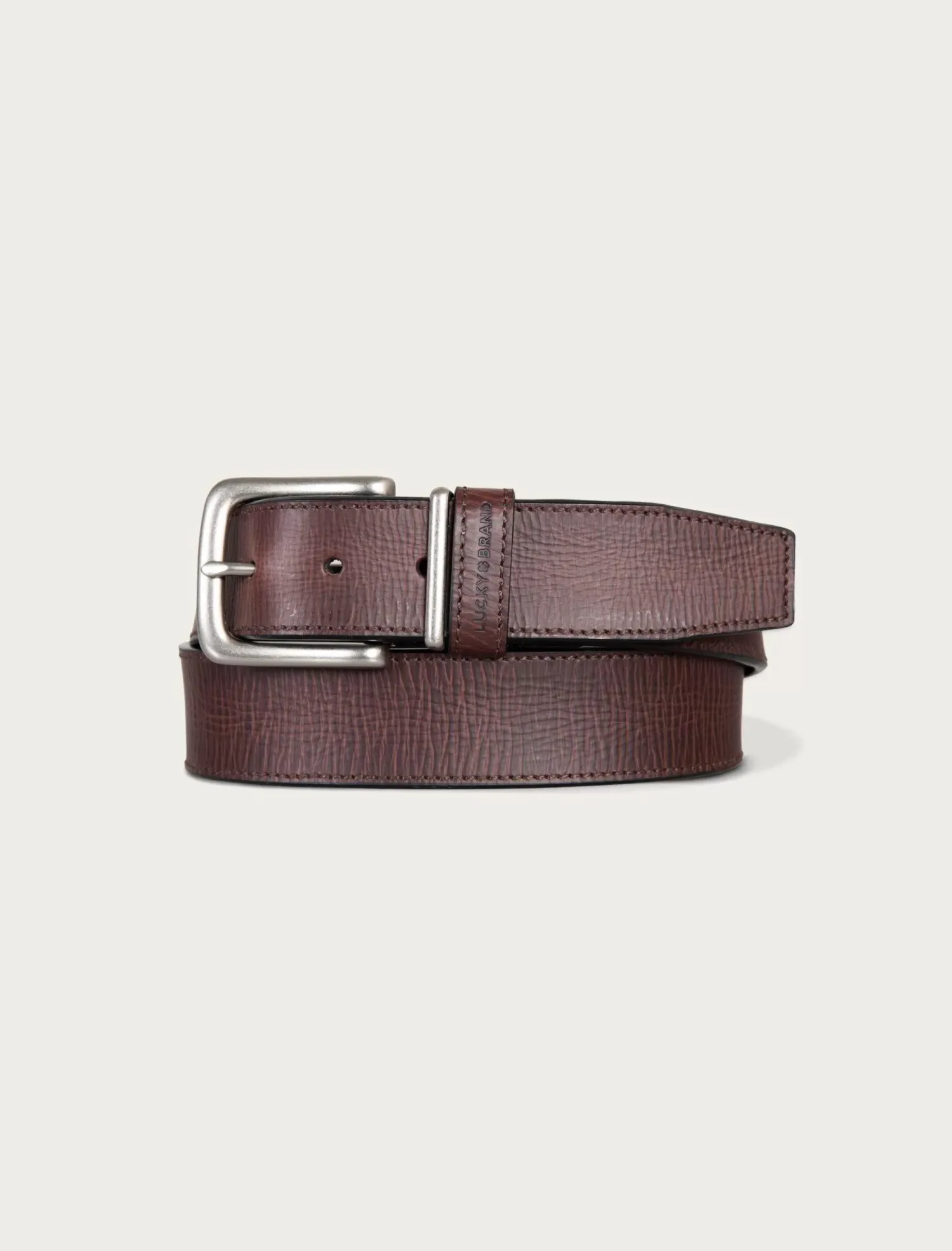 Lucky Brand leather jean belt with metal and leather keeper dark brown*MEN Belts
