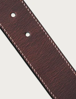 Lucky Brand leather jean belt with metal and leather keeper dark brown*MEN Belts