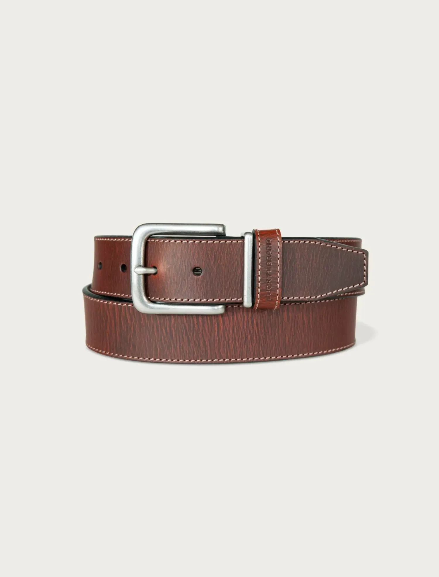 Lucky Brand leather jean belt with metal and leather keeper medium brown*MEN Belts