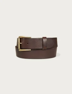 Lucky Brand leather jean belt with roller buckle and rivets dark brown*MEN Belts