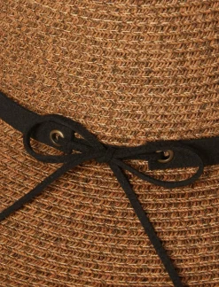 Lucky Brand leather tie straw hat dark brown*WOMEN Hats