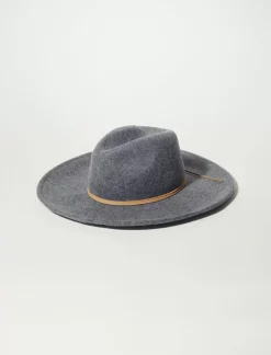 Lucky Brand leather tie wool ranger medium light grey*WOMEN Hats