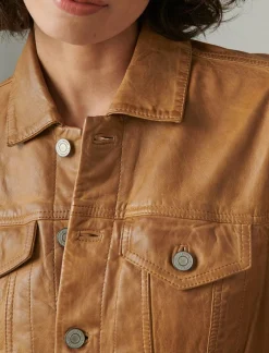 Lucky Brand leather trucker jacket cognac*WOMEN Jackets & Outerwear