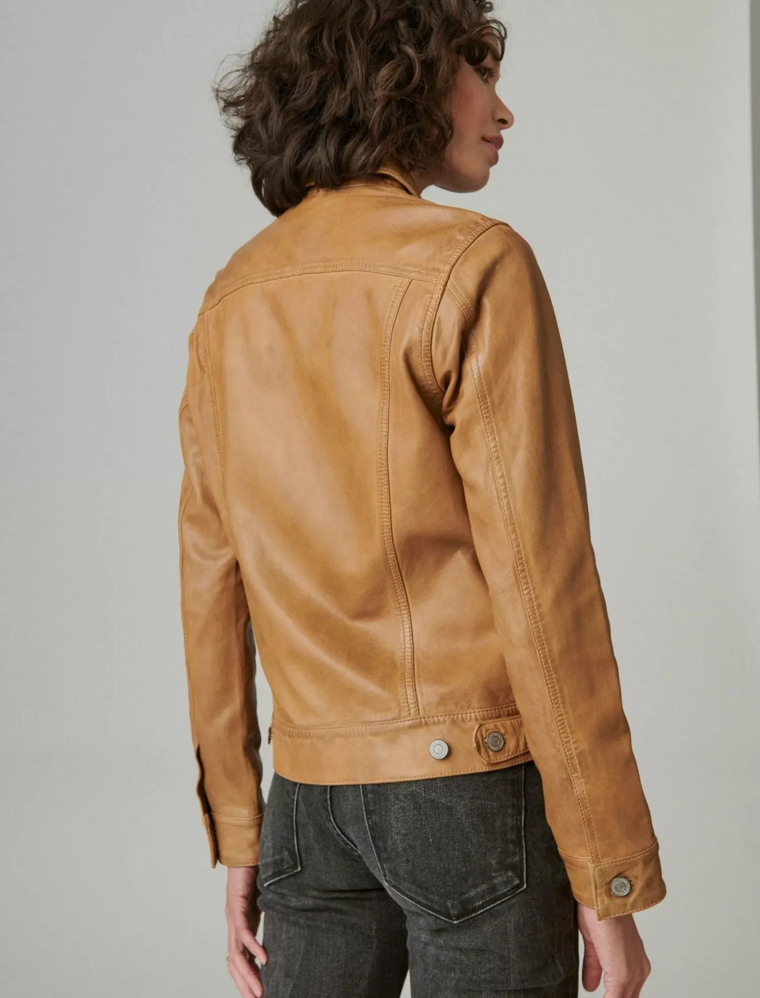 Lucky Brand leather trucker jacket cognac*WOMEN Jackets & Outerwear