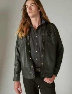 Lucky Brand leather western shirt black*MEN Jackets & Outerwear