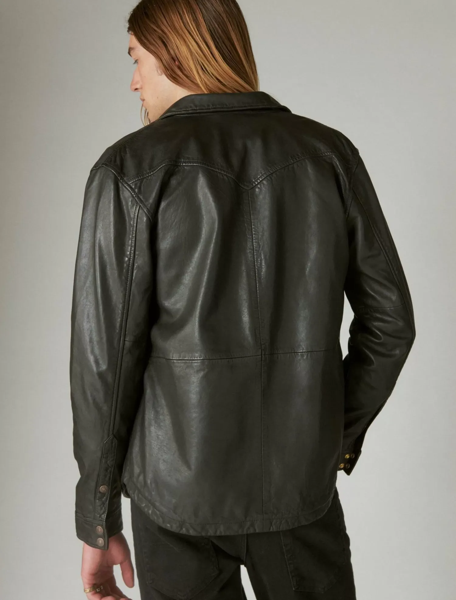 Lucky Brand leather western shirt black*MEN Jackets & Outerwear