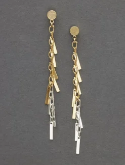 Lucky Brand linear metal fringe stud earring two tone*WOMEN Jewelry