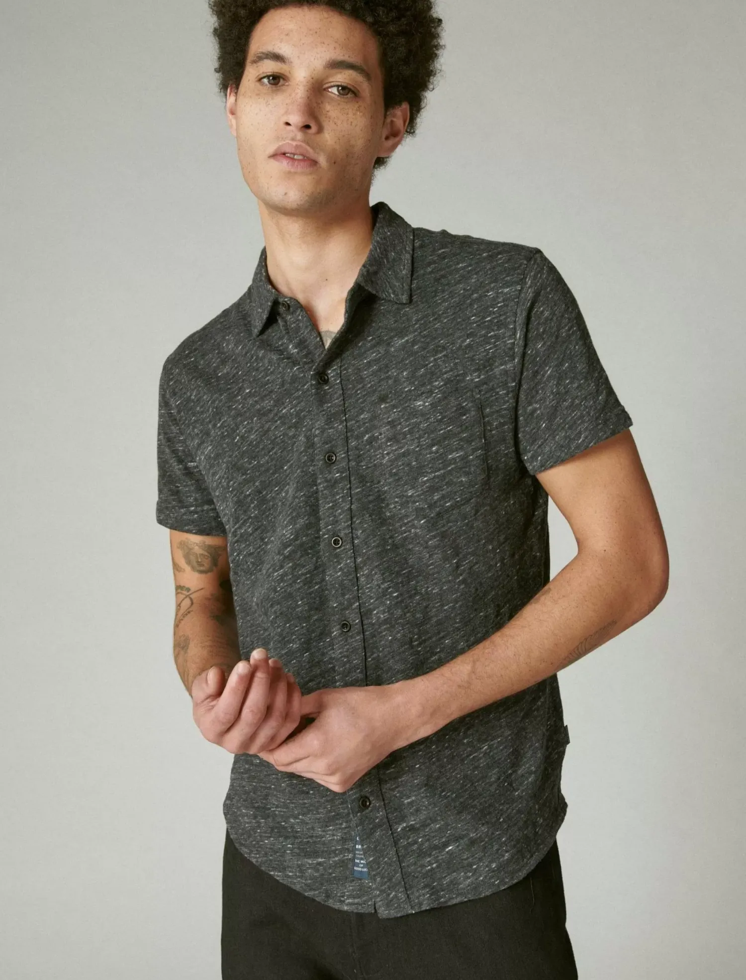 Lucky Brand linen button up shirt #001 black*MEN Button-Downs