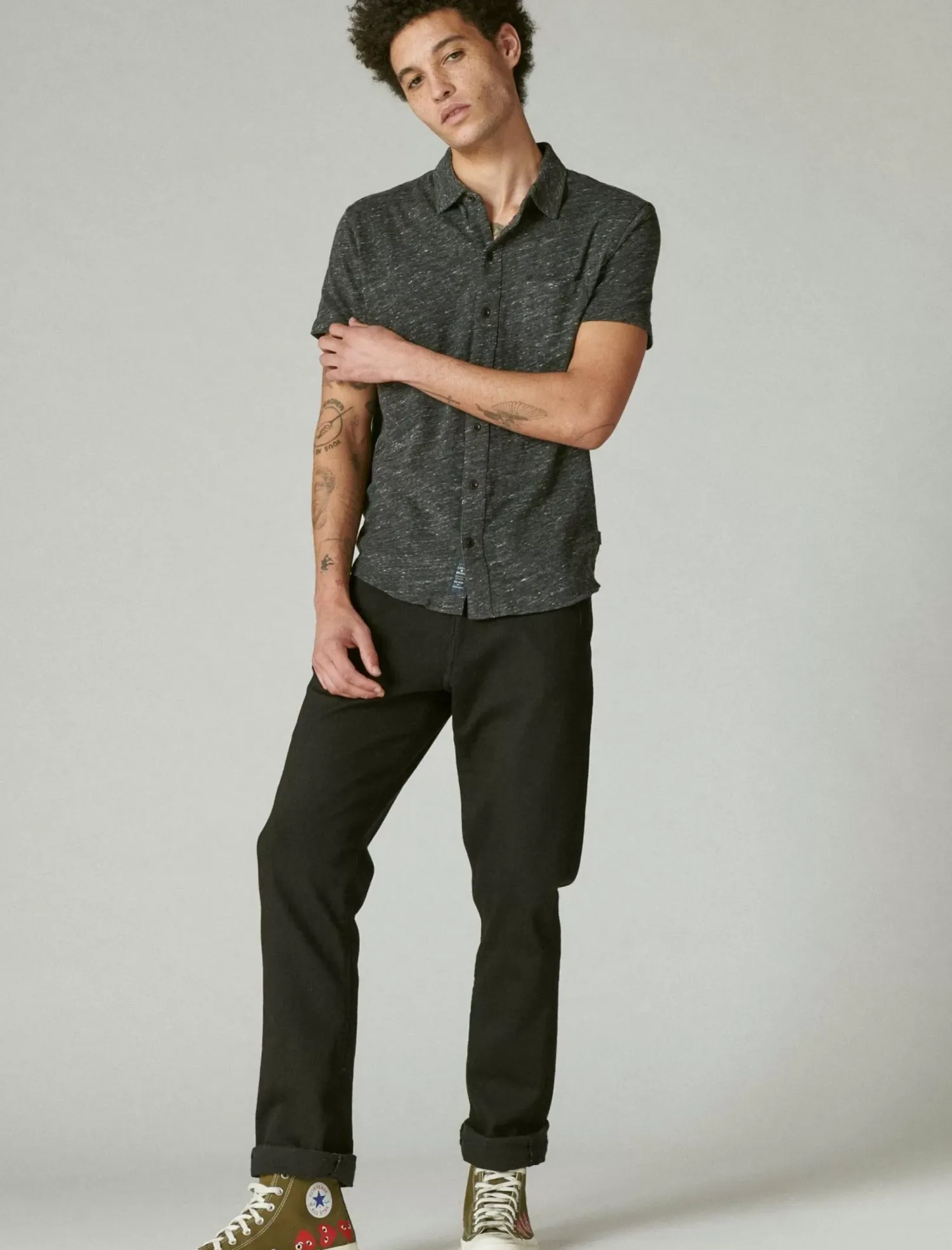 Lucky Brand linen button up shirt #001 black*MEN Button-Downs