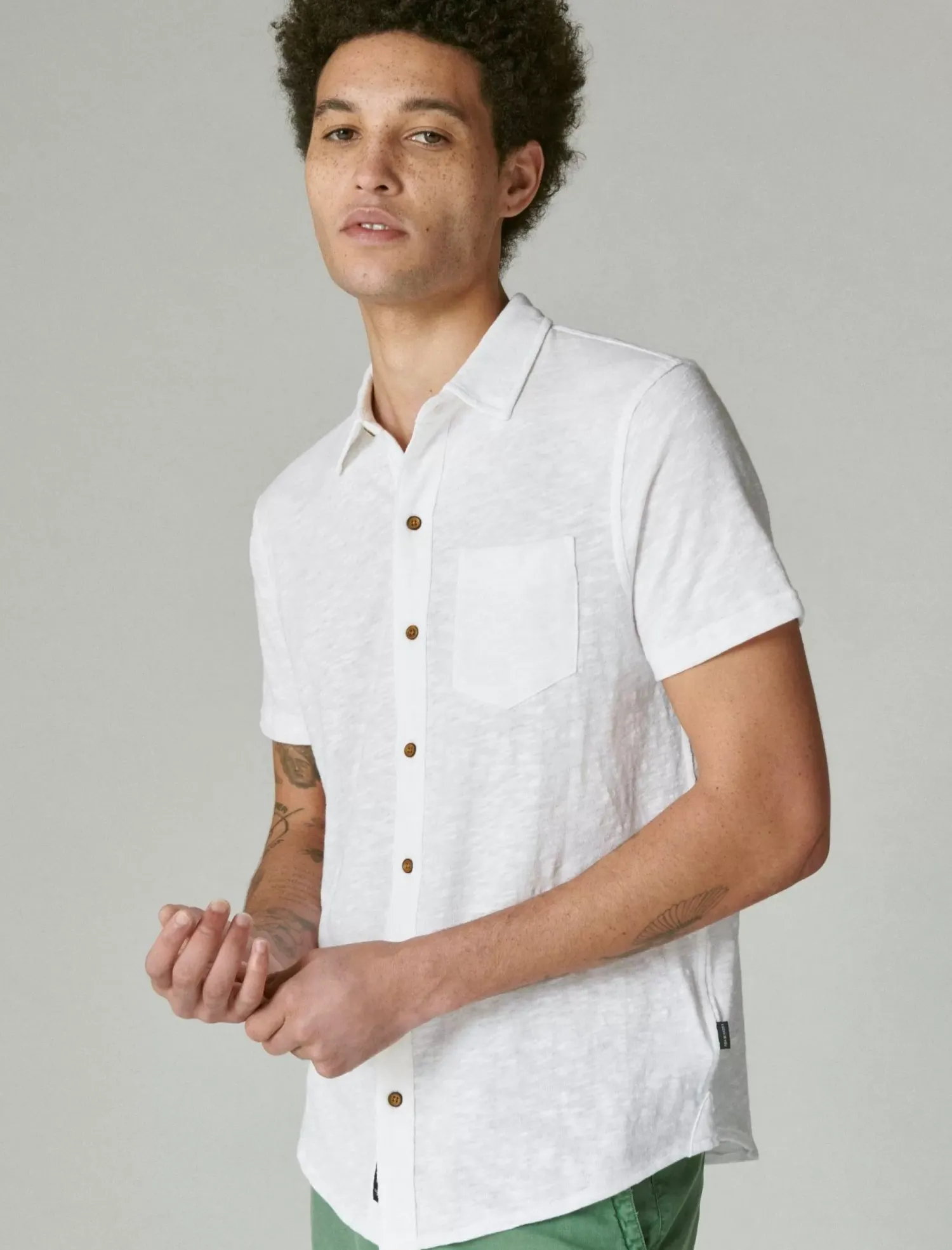 Lucky Brand linen button up shirt bright white*MEN Button-Downs