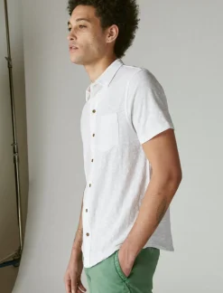 Lucky Brand linen button up shirt bright white*MEN Button-Downs