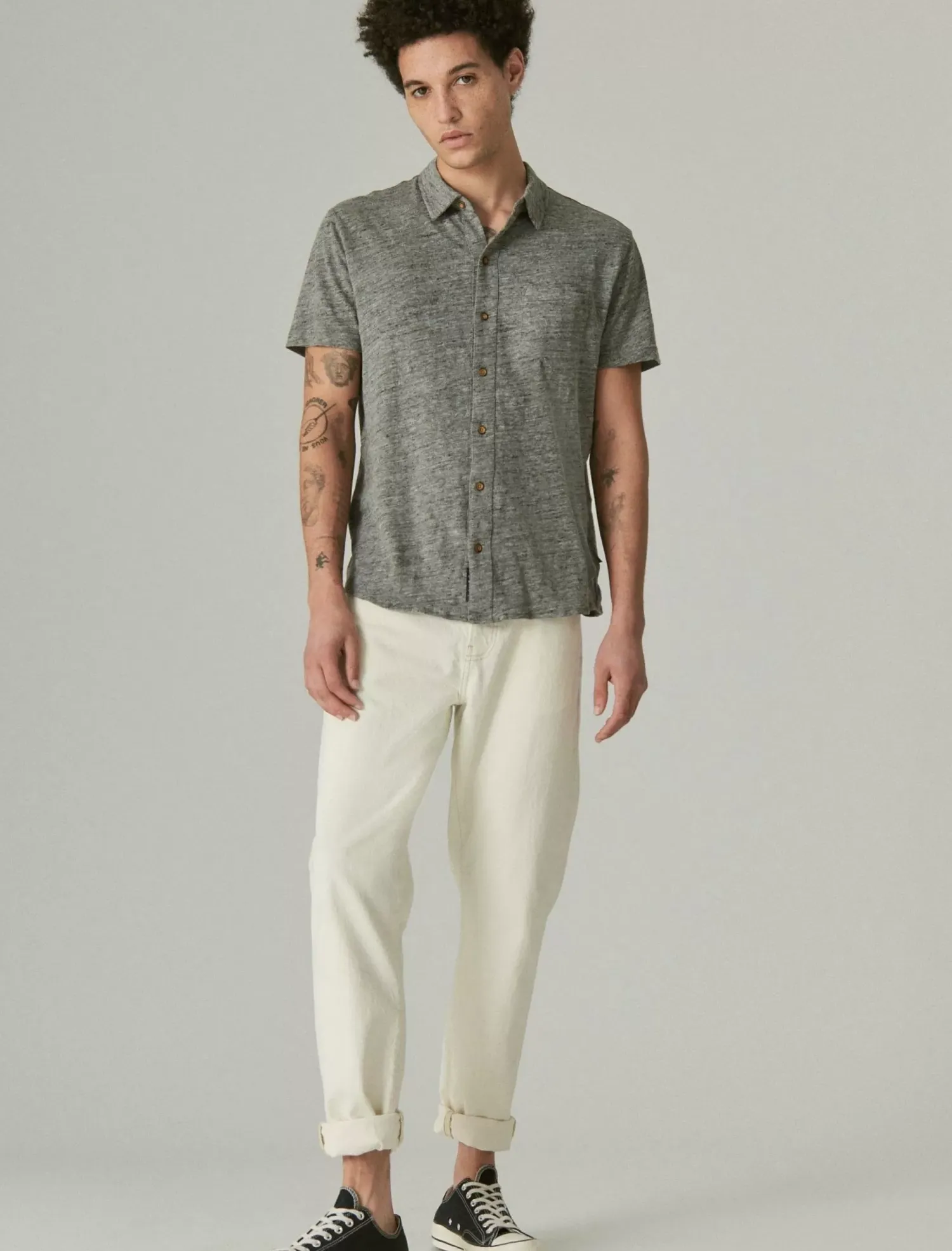 Lucky Brand linen button up shirt heather grey*MEN Button-Downs