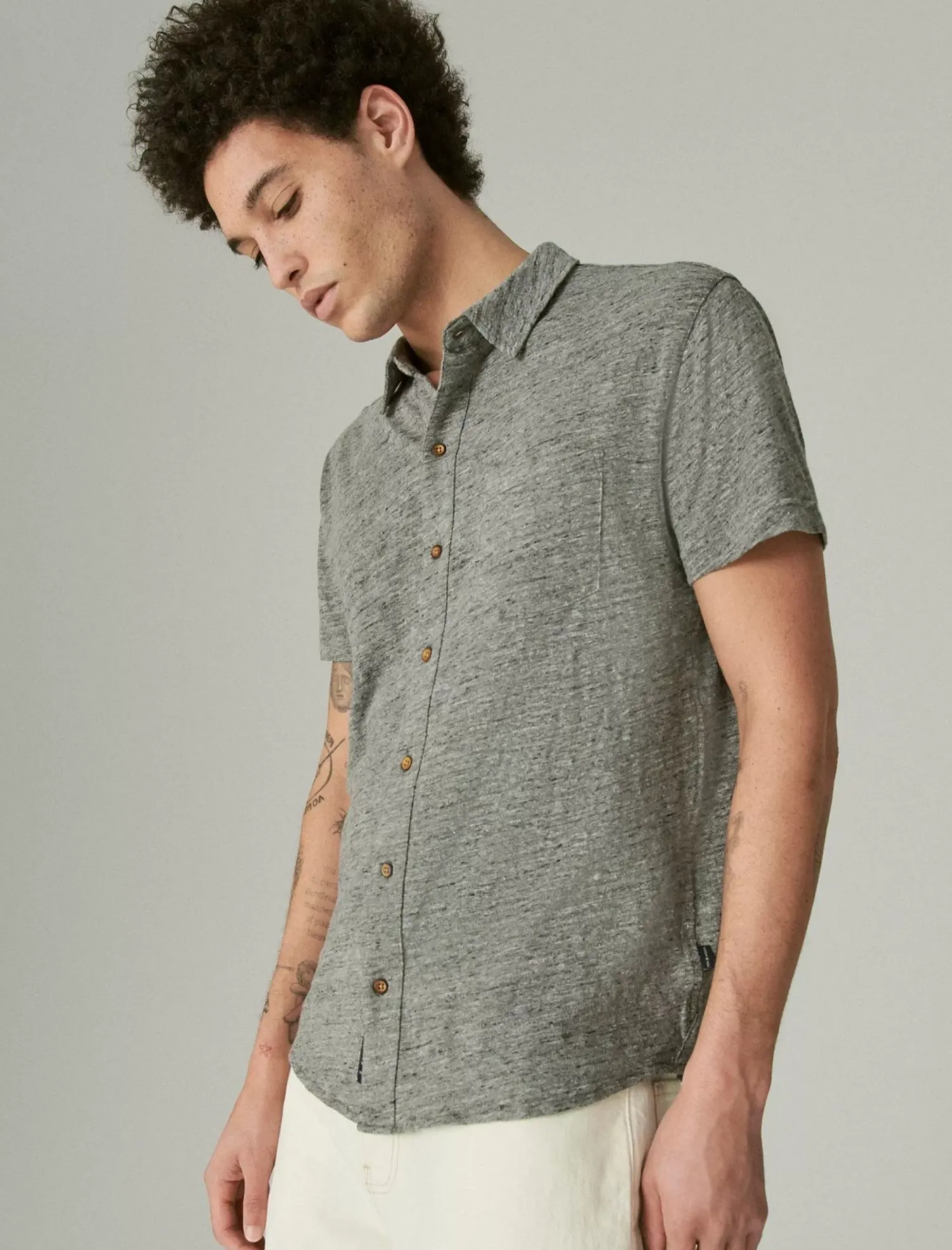 Lucky Brand linen button up shirt heather grey*MEN Button-Downs