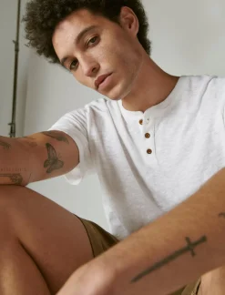 Lucky Brand linen henley bright white*MEN Shirts & Tops