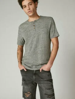 Lucky Brand linen henley heather grey*MEN Shirts & Tops