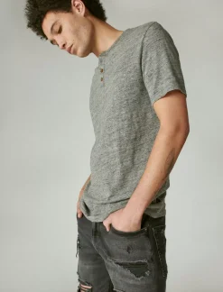 Lucky Brand linen henley heather grey*MEN Shirts & Tops