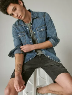 Lucky Brand linen henley heather grey*MEN Shirts & Tops