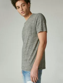 Lucky Brand linen pocket crew heather grey*MEN Shirts & Tops