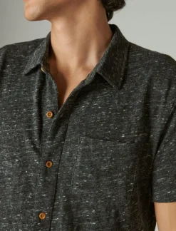 Lucky Brand linen short sleeve button up shirt #001 black*MEN Button-Downs