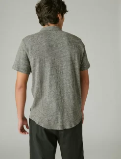 Lucky Brand linen short sleeve button up shirt heather grey*MEN Button-Downs