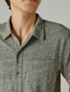 Lucky Brand linen short sleeve button up shirt heather grey*MEN Button-Downs