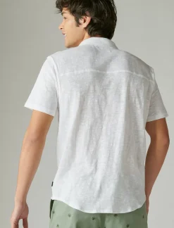 Lucky Brand linen short sleeve button up shirt bright white*MEN Button-Downs