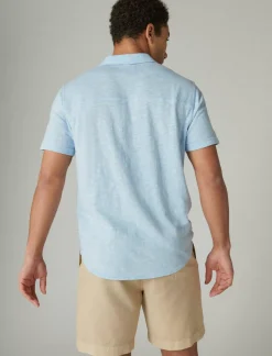 Lucky Brand linen short sleeve button up shirt blue bell*MEN Button-Downs