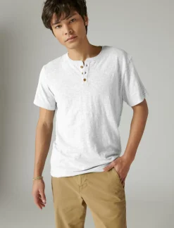 Lucky Brand linen short sleeve henley bright white*MEN Shirts & Tops