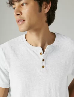 Lucky Brand linen short sleeve henley bright white*MEN Shirts & Tops