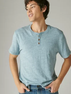 Lucky Brand linen short sleeve henley blue bell*MEN Shirts & Tops
