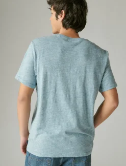 Lucky Brand linen short sleeve henley blue bell*MEN Shirts & Tops
