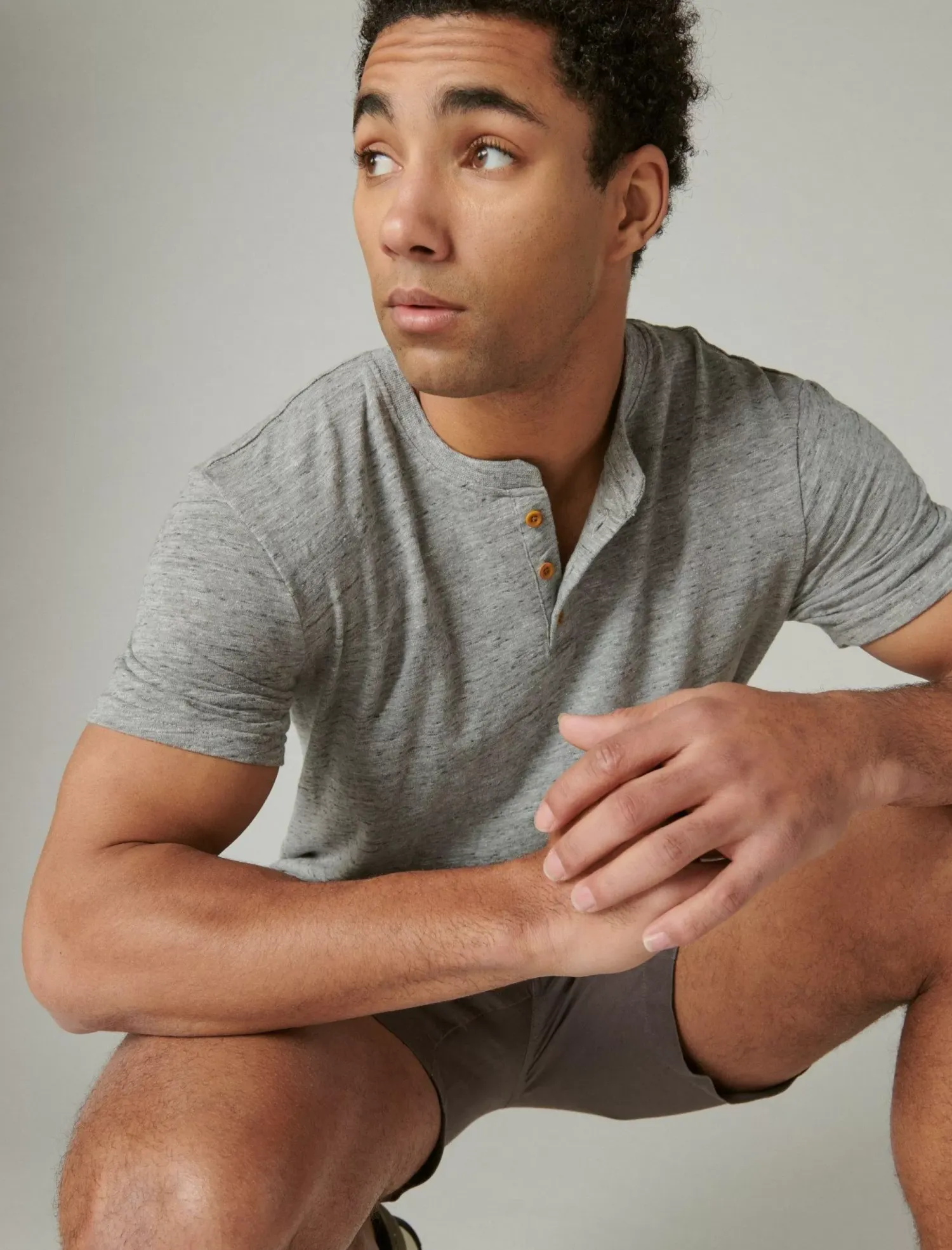 Lucky Brand linen short sleeve henley blackened pearl*MEN Shirts & Tops